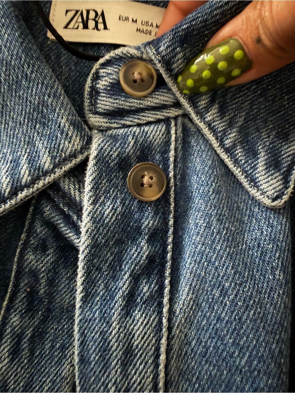 Zara Blue Puff-Sleeve Denim Jacket - Picture 4 of 6